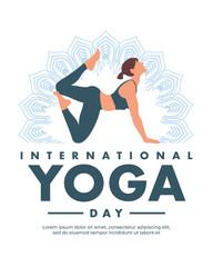 International yoga day poster template ratio 4:5, graphic vector illustration with white isolated background.