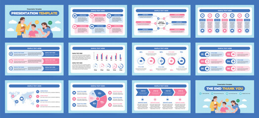 Modern presentation slide templates. Infographic elements template set for web, print, annual report brochure, business flyer leaflet marketing and advertising template. Vector Illustration.