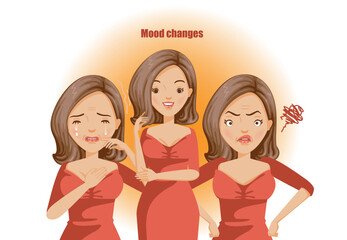 Cartoon Woman Showing Negative Emotions