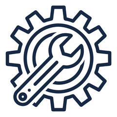 Create a bold, vector icon depicting a gear and wrench, emphasizing thick strokes for a strong, industrial aesthetic.  High resolution, clean lines.