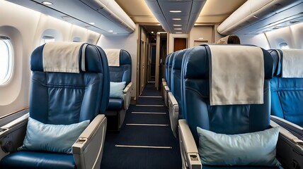 Fototapeta premium Comfortable Airplane Seats Await Passengers on a Flight