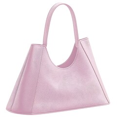 Minimalist pastel pink handbag with geometric triangular design and structured handle
