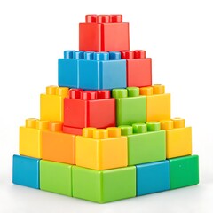 Obraz premium Colorful Building Blocks Pyramid on White Background