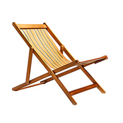 Contemporary Reclining Wooden Beach Chair Isolated on Transparent Background