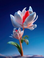 Obraz premium Surreal Flower Blossom. Fantasy Bloom, Dreamy Nature, Minimalist Botanical Artwork