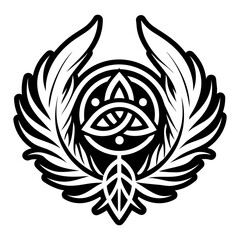 A glyph style icon of feather tattoo