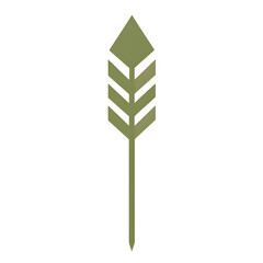 Bold Arrow with Geometric Symmetry in Olive Green Isolated on Transparent Background