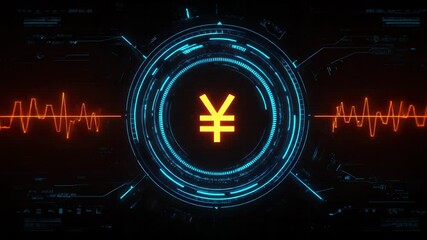 Abstract futuristic technology interface with yen symbol - Powered by Adobe