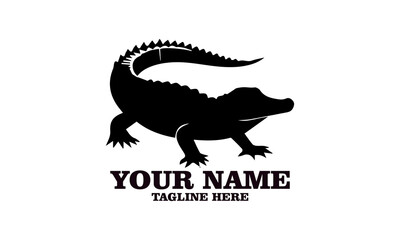 Crocodile vector illustration, crocodiles and alligators silhouette logo design. crocodile silhouette vector style illustration white background