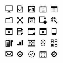 Design a bold, vector icon depicting a streamlined office workflow.  Include elements symbolizing efficiency and productivity.