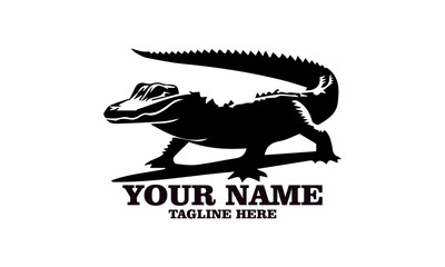 Crocodile vector illustration, crocodiles and alligators silhouette logo design. crocodile silhouette vector style illustration white background