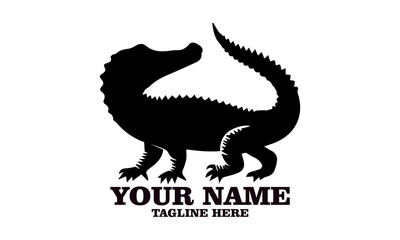 Crocodile vector illustration, crocodiles and alligators silhouette logo design. crocodile silhouette vector style illustration white background