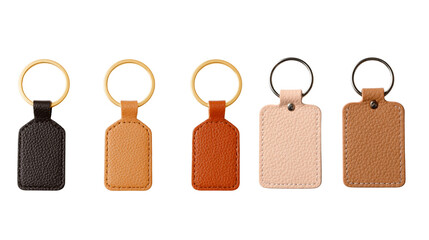 stylish leather keychain flat lay, everyday leather keychain isolated