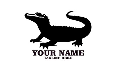 Crocodile vector illustration, crocodiles and alligators silhouette logo design. crocodile silhouette vector style illustration white background