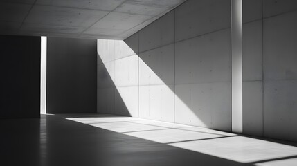 Obraz premium Modern concrete interior with dramatic shadows.