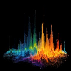 Data visualizations with vibrant, glowing graphs designed to display complex information.