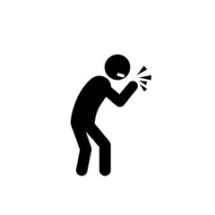 Simple Silhouette Stick Figure Coughing with Mouth Covering Sign Icon