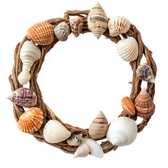 Rustic Shell Necklace with Driftwood Isolated on Transparent Background