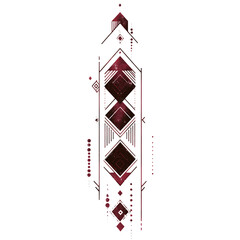 Abstract Arrow with Layered Motifs in Deep Maroon Isolated on Transparent Background