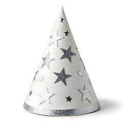 party hat with silver stars in a minimalist style