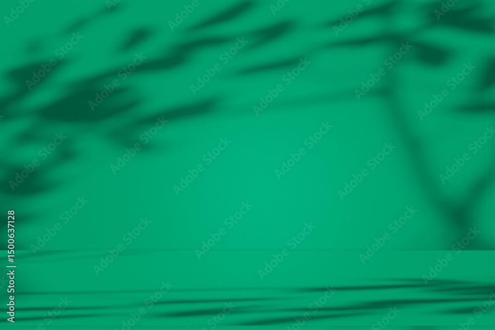 Aufkleber wall interior background, studio and backdrops show products. with leaf shadow from window color gre