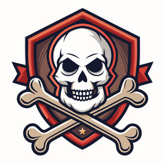 Create a vector illustration of a bold-stroked skull and crossbones; high contrast, clean lines, suitable for a warning sign.