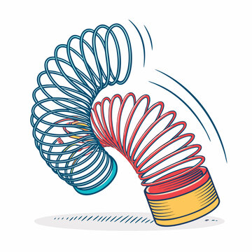 Create a bold, vector illustration of a slinky toy spring, emphasizing thick, defined strokes.  Include realistic coil details.