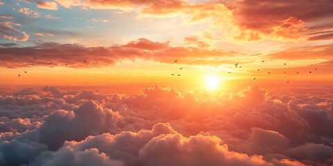 Fototapeta premium Sunset over clouds