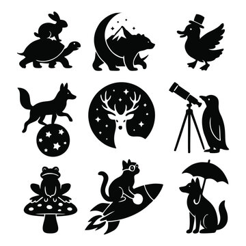 Whimsical Animak Silhouttes- fantasy themed vector icons