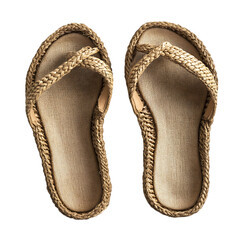 Bohemian Espadrille Sandals with Organic Woven Text Isolated on Transparent Background