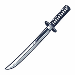 Create a vector illustration of a stealth katana sword with a bold, black stroke.  The design should be sharp and impactful.