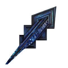 Abstract Arrow with Intricate Layers in Deep Indigo Isolated on Transparent Background