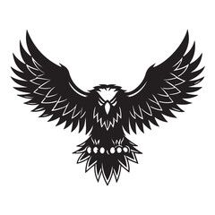 Fototapeta premium Black Eagle Silhouette with Spread Wings Symmetric Art Design