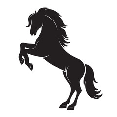 Silhouette of a Rearing Horse in Black and White Design