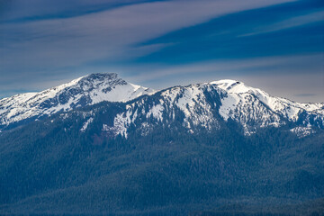 Sunset On Snow Covered Mountain Top
