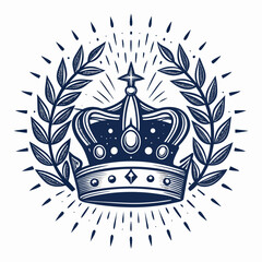 Design a bold, vector icon of a victory laurel crown, emphasizing thick strokes and clean lines.  Include high resolution detail.