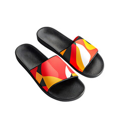 Trendy Slip On Beach Sandals with a Contemporary Design Isolated on Transparent Background