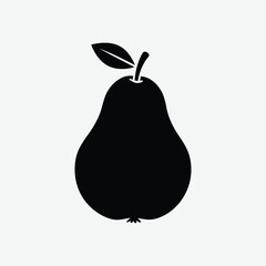 Download a clean and simple minimalist pear icon in 2D vector format. This black and white flat design is perfect for logos, mobile apps, packaging, prints, and modern UI elements.
