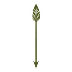 Bold Arrow with Balanced Symmetry in Olive Green Isolated on Transparent Background