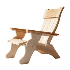 Elegant Fold Away Wooden Beach Chair with a Refined Design Isolated on Transparent Background