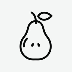 Download a clean and simple minimalist pear icon in 2D vector format. This black and white flat design is perfect for logos, mobile apps, packaging, prints, and modern UI elements.