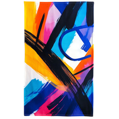 Artistic Beach Towel with Oversized Bold Brushstroke Isolated on Transparent Background