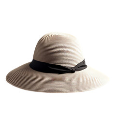 Refined Wide Brim Sun Hat with Smooth Elegant Contour Isolated on Transparent Background
