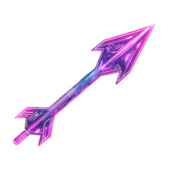Futuristic Arrow with Digital Accents in Neon Fuchs Isolated on Transparent Background