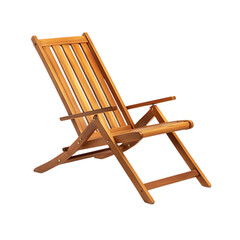 Elegant Minimalist Wooden Beach Chair Isolated on Transparent Background