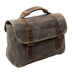 Brown Leather Briefcase with Brown Leather Handle Isolated on Transparent Background