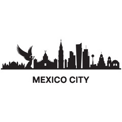 Obraz premium Mexico city skyline horizontal banner. Black Mexico city. Vector template for your design. Vector black silhouette. with white background