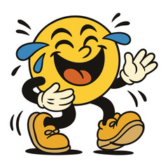 Laughing Emoji Cartoon Character with Tears of Joy