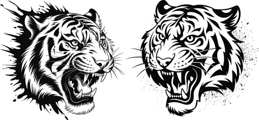 Powerful Tiger Face in Mandala Style – Detailed Vector Clipart, High Quality Tiger Vector – Premium Wildlife Illustration for Adobe Stock