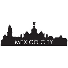 Obraz premium Mexico city skyline horizontal banner. Black Mexico city. Vector template for your design. Vector black silhouette. with white background